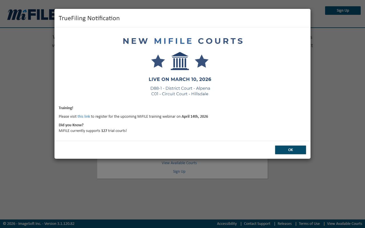 MiFILE portal for filing Farmington Hills civil court records