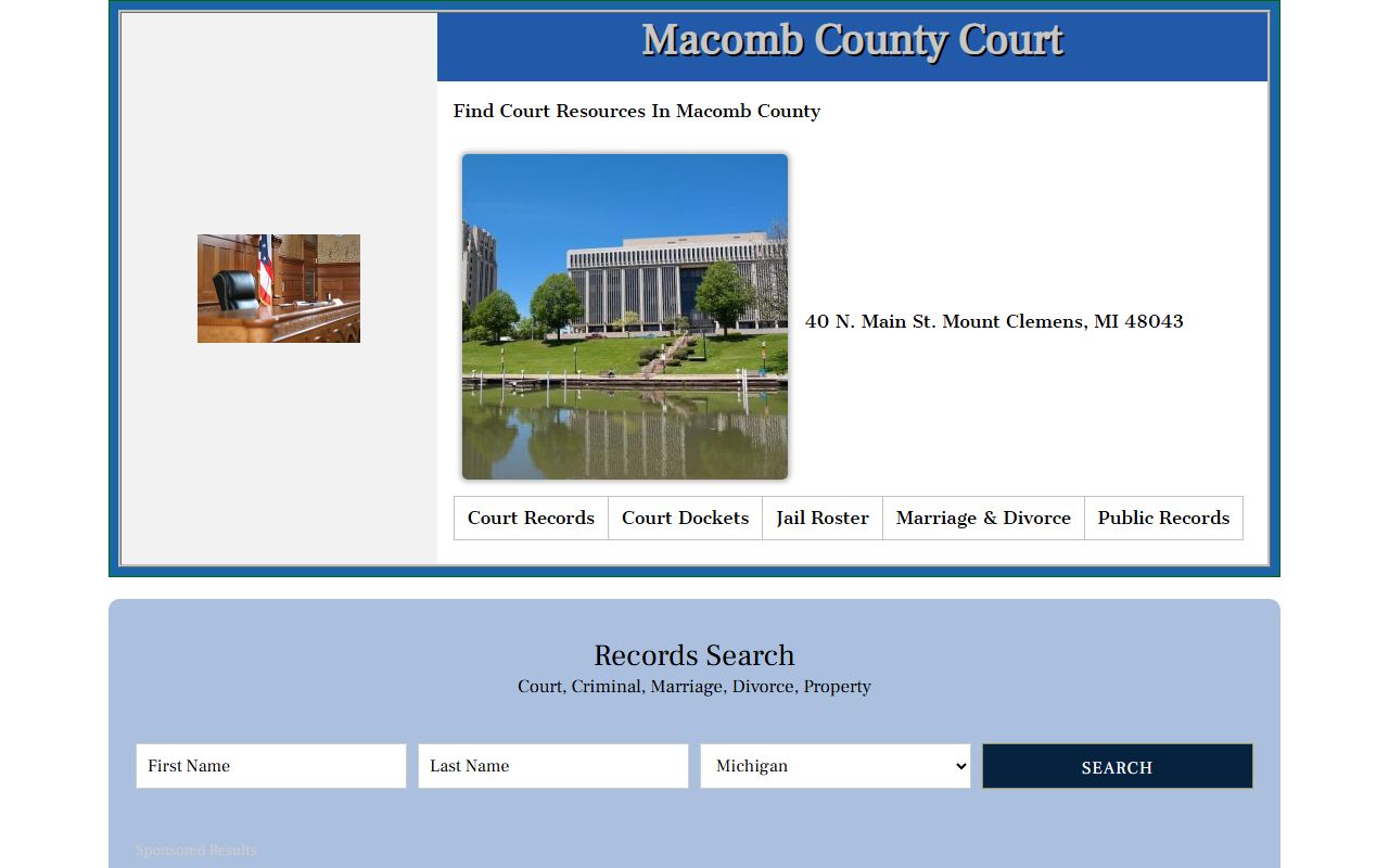 Macomb County court portal for searching Macomb Township civil court records