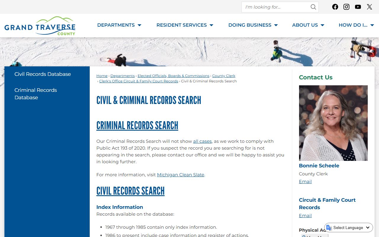 Grand Traverse County civil court records search portal