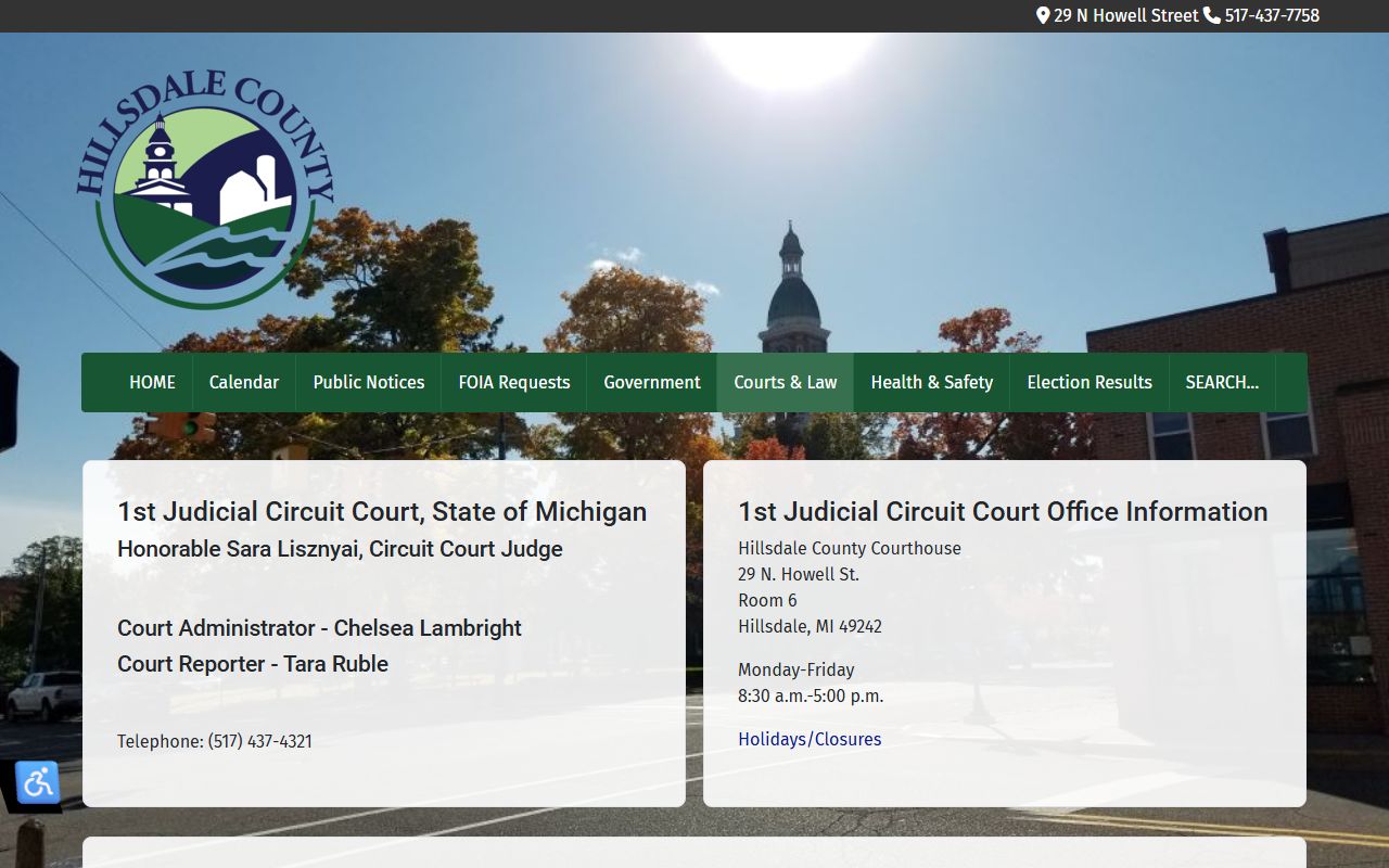 Hillsdale County Circuit Court case lookup tool for civil court records