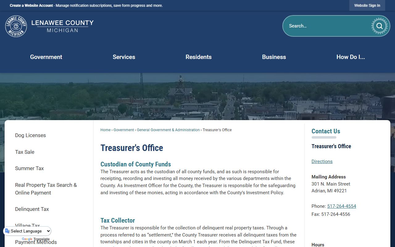 Lenawee County Circuit Court page for civil court records access