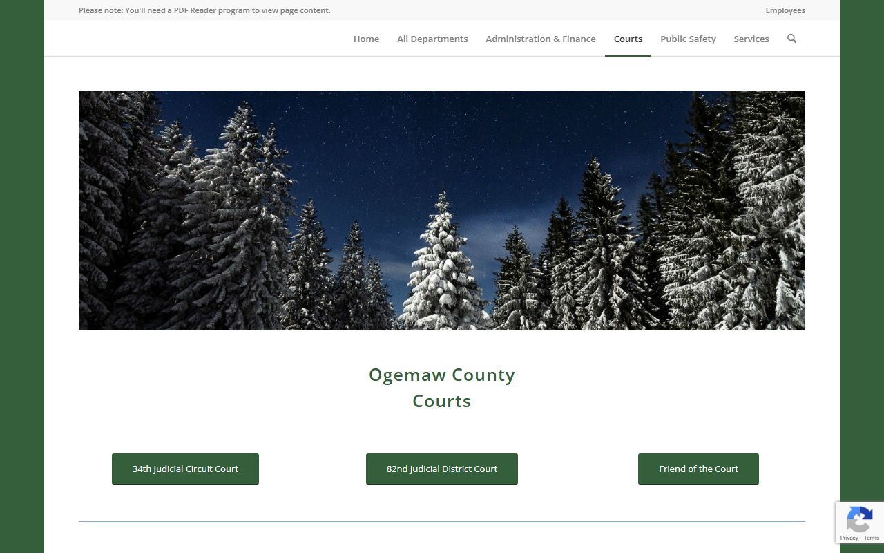 Ogemaw County courts information page for civil court records