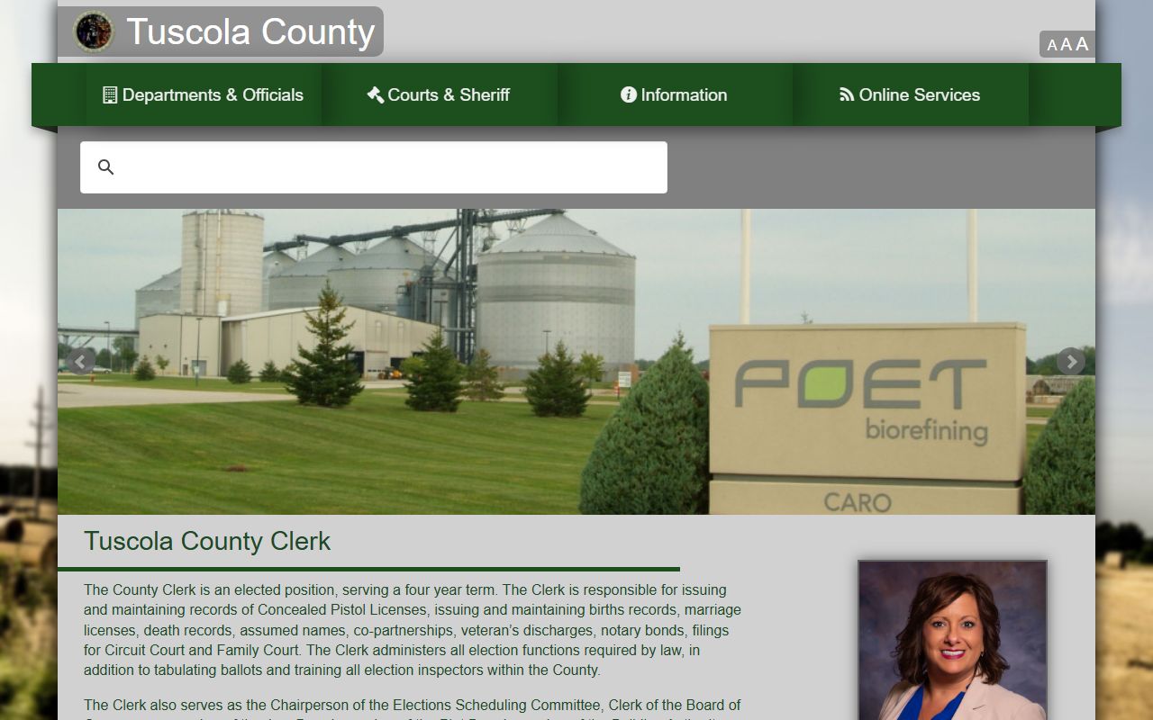 Tuscola County Clerk page for civil court records